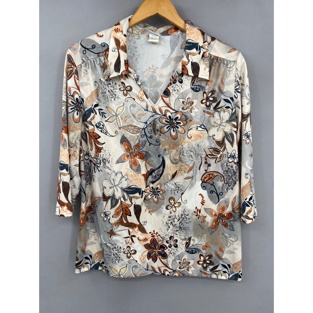 Vintage Haband Floral Paisley V-Neck Top Womens Large 3/4‎ Sleeve 
Psychedelic